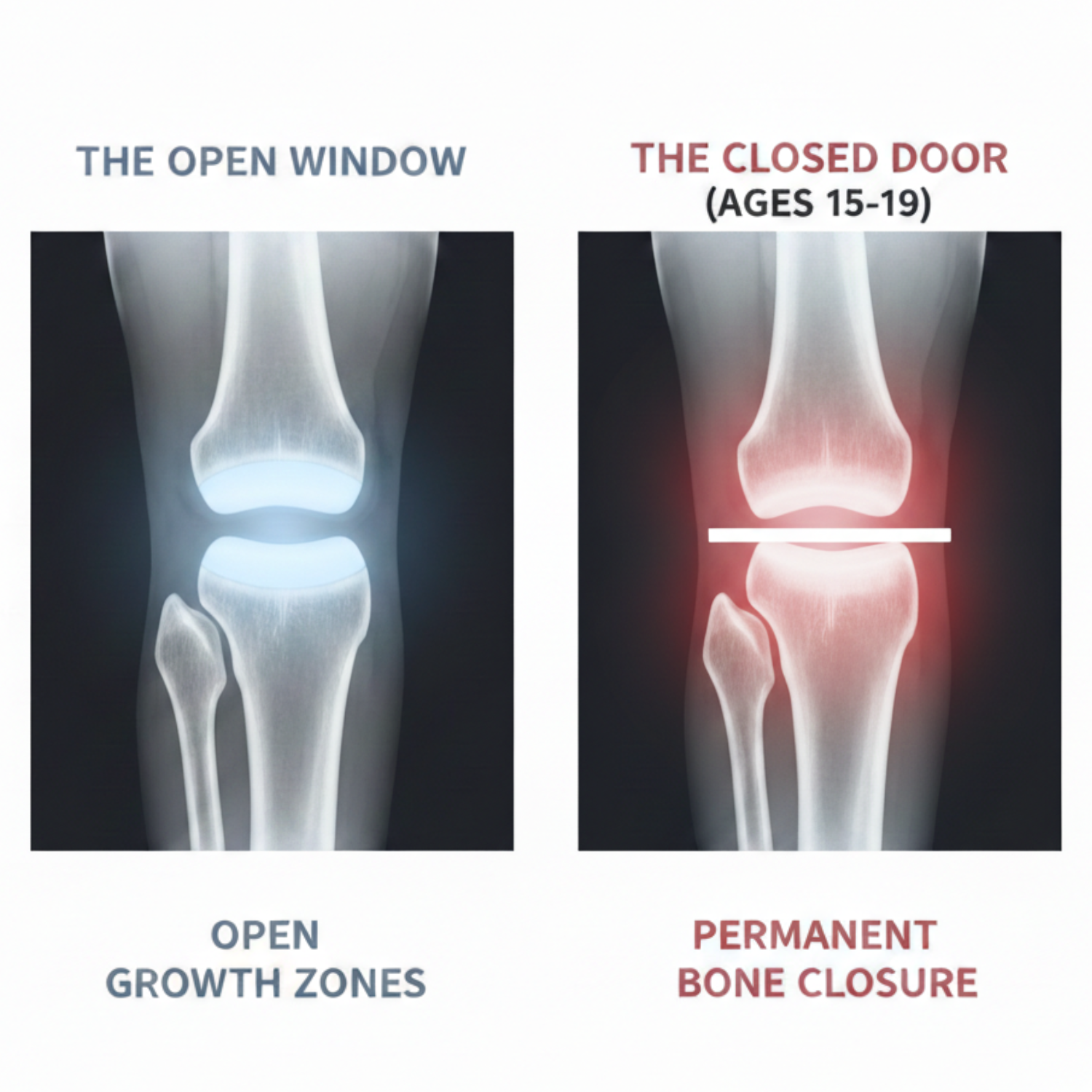 Open and closed growth plate comparison